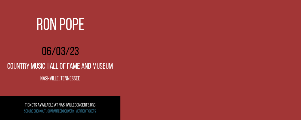 Ron Pope at Country Music Hall of Fame and Museum at Country Music Hall of Fame and Museum